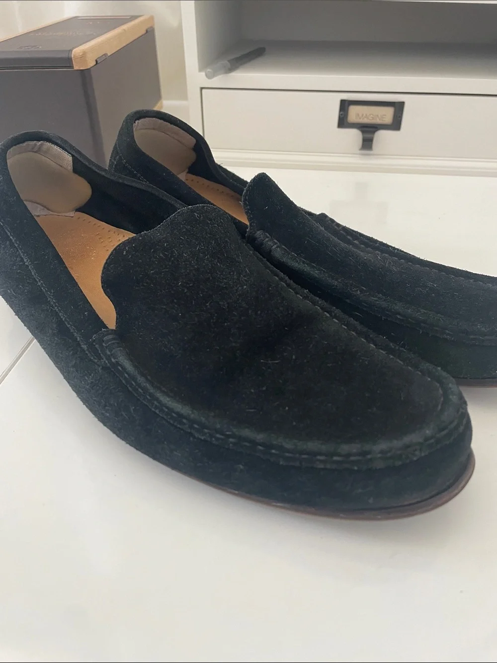Tommy Bahama Black Suede Southshore Slip-On Loafers
